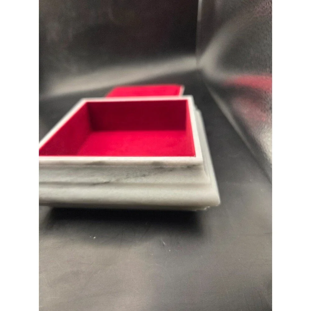 Vintage Marble Trinket Box Lid White Beautiful Woman Portrait Stone Jewelry Box